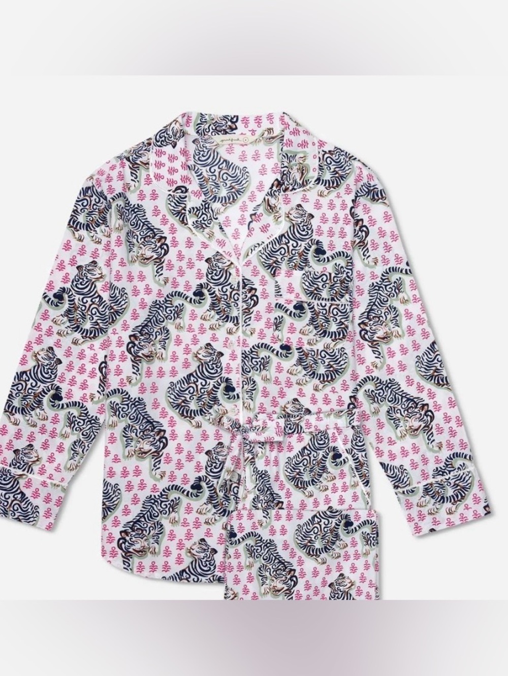 Anthropology Tiger Queen Printfresh Cotton Pajama Top Loungewear Pink and more